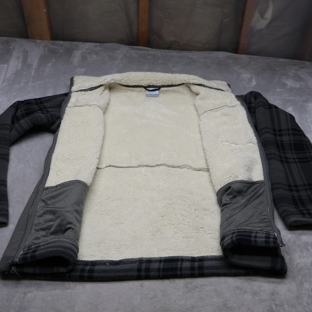 Columbia Jacket Womens XL Blue Plaid Panorama Ridge Fleece‎ Sherpa Lined Outddor